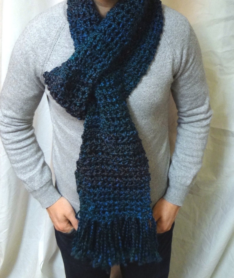 Extra Long Blue Scarf,Winter Super Scarf,Extra Long/Teal/Warm/Scarf,Mans/Womans Wrap, 76 Inch Cowl, Mans/Womans Scarf, Unique Mens Gift, USA image 1