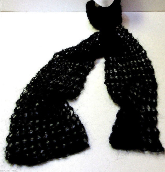 Mame Wool Mohair Knitted Scarf BLACK