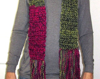 Soft Multicolor Scarf Striped 104x4 inch Extra Long Chunky yarn Warm Handmade Crochet knit Muffler or Neckwarmer for Men Women Great Gift