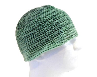 Irish Green Beanie Striped Skull Cap Forest Woods Hat Handmade Crochet Hand Knit NewBirthday Gift Made in the USA OS
