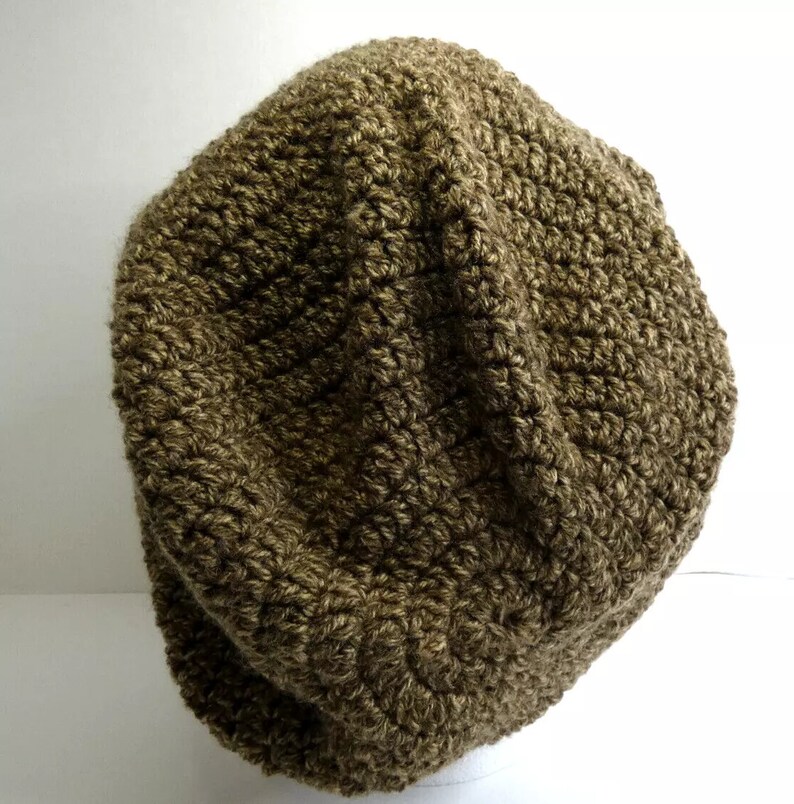 Extra LONG Brown Slouchy Hat Hand Knit Cap Crochet Baggie Beanie Handmade USA Gift for Birthday, Mother's Day, Father's Day Unisex OS image 3