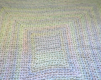 MultiColor Baby Blanket 50x56 Handmade Crochet Knit Infant Throw Afghan Car Lap Robe Fluffy Soft Warm Crib Bassinet Toddler Bed Shower Gift