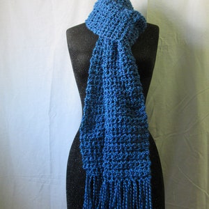 Bright Blue Scarf Handmade Crochet 95x5 inch Extra Long Chunky Hand Knit Oversize Men Women Over 7 feet Long Birthday Gift NWT