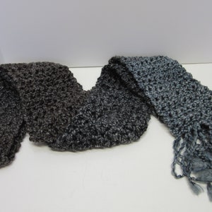 Black and Brown Scarf 100x5 inch Over 8 ft Extra Long Handmade Crochet knit Stripes Chunky Neckscarf Retro Birthday Gift NWT