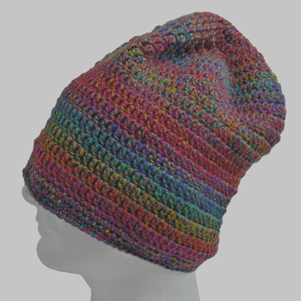 Tall Beanie Rainbow Slouchy Hat Oversize Big Dreads Cap USA Handmade Crochet Hand Knit Unique Birthday Father Mother Day Gift NWT