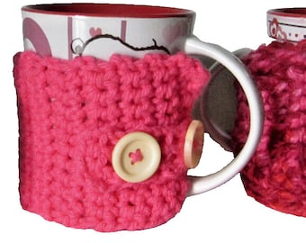 Pink Coffee Mug Cover Keep It Hot Cozy Cup Sleeve Handmade Crochet 11" Cozi Home or Shop Tea Drink NWT