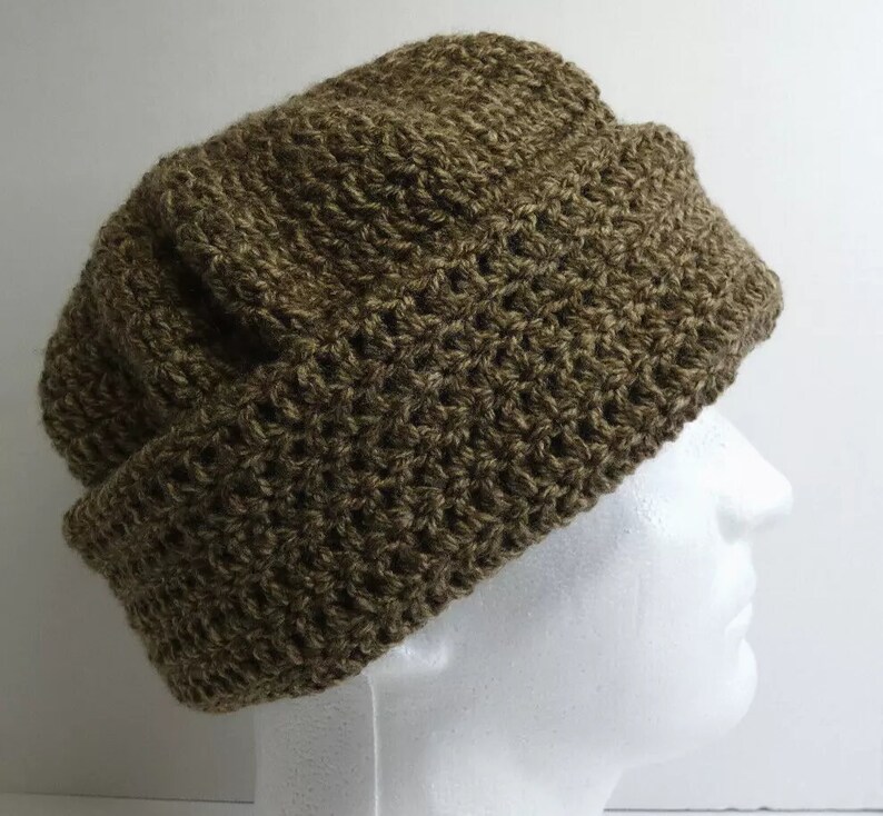 Extra LONG Brown Slouchy Hat Hand Knit Cap Crochet Baggie Beanie Handmade USA Gift for Birthday, Mother's Day, Father's Day Unisex OS image 6