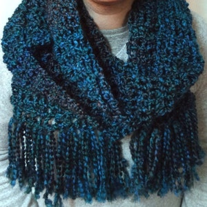 Extra Long Blue Scarf,Winter Super Scarf,Extra Long/Teal/Warm/Scarf,Mans/Womans Wrap, 76 Inch Cowl, Mans/Womans Scarf, Unique Mens Gift, USA image 2