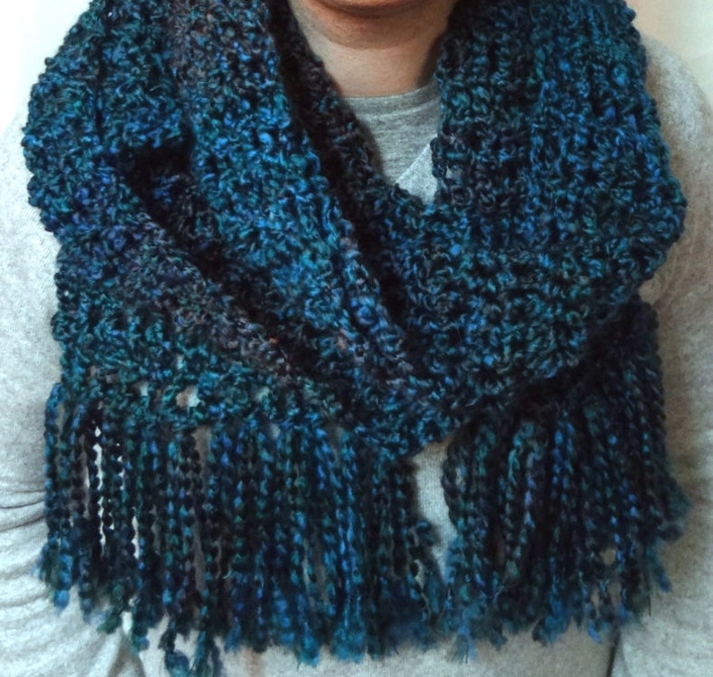 Extra Long Blue Scarf,Winter Super Scarf,Extra Long/Teal/Warm/Scarf,Mans/Womans Wrap, 76 Inch Cowl, Mans/Womans Scarf, Unique Mens Gift, USA image 2