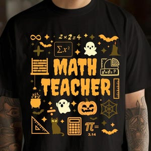 Comfort Colors® Spooky Math Teacher Halloween T-Shirt , Unisex Tee, Funny Halloween Shirt for Math Teachers, Math Teacher Gift, STEM shirt