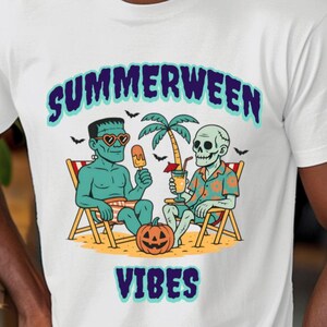 Summerween Vibes Comfort Colors® T-Shirt, Funny Halloween Summer Beach Shirt, Halloween In Summer Shirt, Retro Summer, Spooky Summer Tee