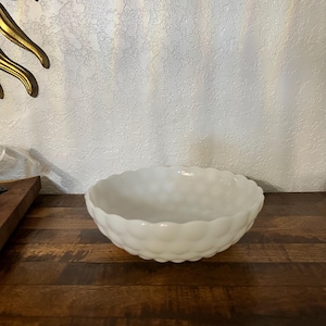 Vintage Anchor Hocking Milk Glass Bubble Bowl, Mid Century Modern, From the 1930s-1960s, Discontinued Piece
