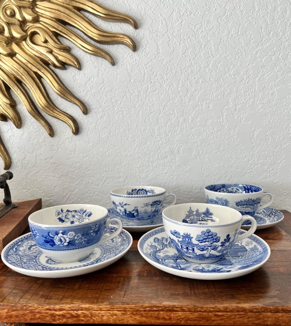 Spode Blue Room Collection & Blue Italian Jumbo Tea Cup and Saucer