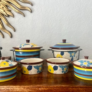 Temp-tations Casserole Dishes by Tara: Blue & Yellow Floral Stoneware