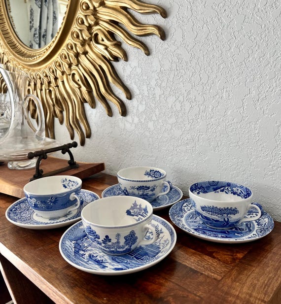 Spode Blue Room Collection & Blue Italian Jumbo Tea Cup and Saucer