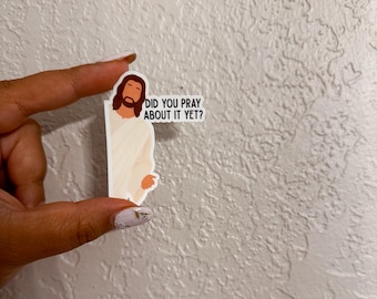 Bid erover Jezus-sticker: sticker christelijk geloof