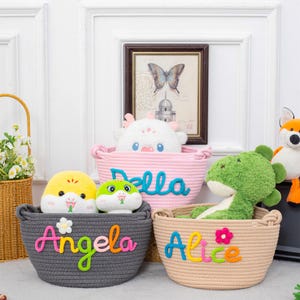 Personalisierter Babykorb, Seil Baumwolle Baby Geschenkkorb, Baby Geschenkkorb | Neugeborenen Geschenk, Baby-Dusche-Geschenk, Spielzeug Organizer, Kinderzimmer Geschenk