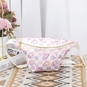 Magical Mouse Checker Fanny Pack for Kids,Checker Purse,Colored Checkered Belt Bag,Disneyland Accessory,Crossbody Bag,Gift for daughter