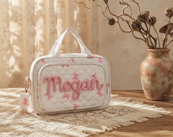 Handmade Quilted Bible Bag, Personalized Scripture Tote with Name, Large Bible Carrier ,Crossbody Handbag for Church,Christian Gift for Her