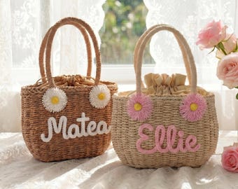 Aangepaste garennaam stro strandtas, handtas bruidsmeisjesfeest, boho-elegance clutch