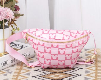 Magical Mouse Checker Fanny Pack for Kids,Checker Purse,Colored Checkered Belt Bag,Disneyland Accessory,Crossbody Bag,Gift for daughter