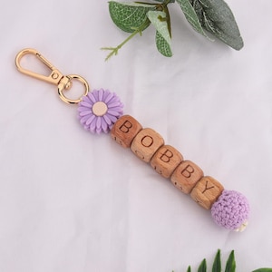 Personalised Flower Name Keychain, Custom School Bag Tag, Stocking Filler,Friend Women&#39;s Keychain, Key Tag,Teacher Gift,Graduation Gift