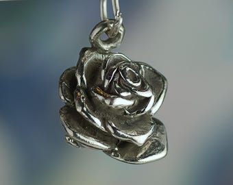 Rose Charm Solid Sterling Silver Roses for Mom Garden Flowers 3D .925