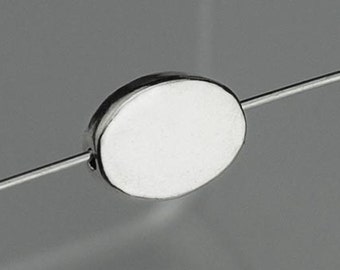Shiny Plain Oval Blank Bead Solid .925 Sterling Silver
