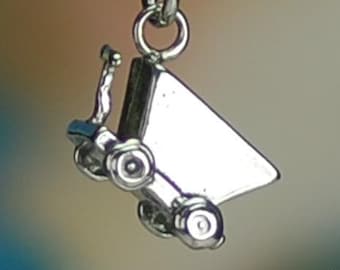 Coal Miner Mine Ore Cart Mining 3D .925 Solid Sterling Silver Charm Minecart