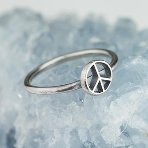 Sterling Silver Peace Sign Ring Solid .925 Peace Symbol Custom Sizes
