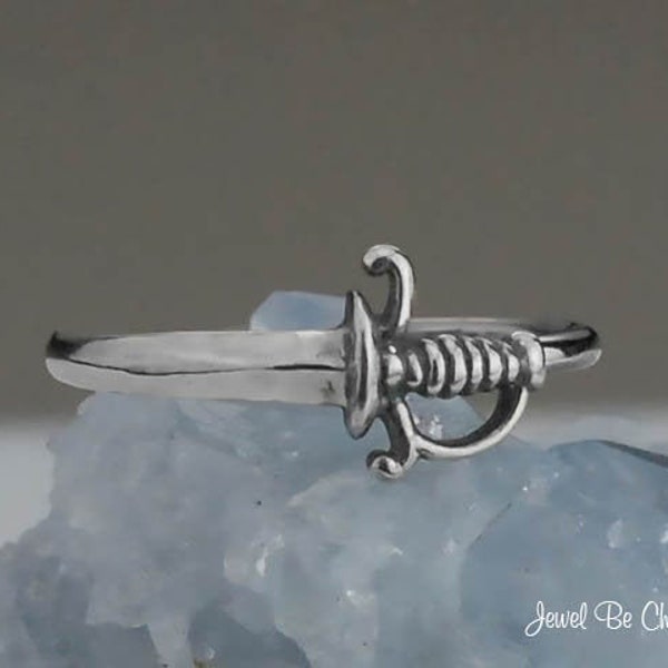 Sterling Silver Sword Ring or Dagger Ring Solid 925 Weapon Custom Size