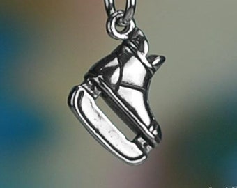 Sterling Silver Ice Hockey Skate Charm Player Skates 3D Solid .925