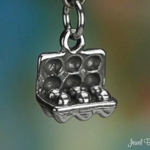 Sterling Silver 3D Egg Carton Eggs Charm Breakfast Baking Solid .925