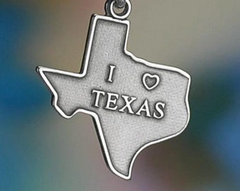 Sterling Silver I Love Texas Charm State I Heart Texas TX Solid .925