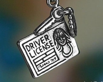 Sterling Silver Driver License Charm Car Key Teen Drivers Solid .925