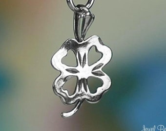 Sterling Silver Open Four Leaf Clover CHARM or PENDANT Solid .925