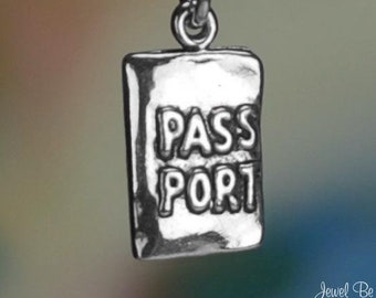 Sterling Silver Passport Charm Tourist Travel Vacation Solid .925