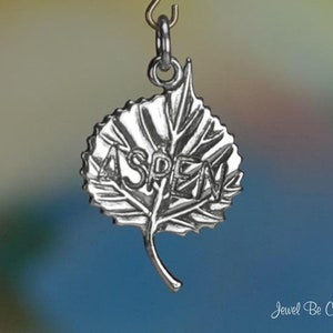 Sterling Silver Aspen Charm Tree Leaf Skiing or Colorado 3D Solid .925