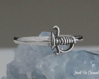 Sterling Silver Sword Ring or Dagger Ring Solid 925 Weapon Custom Size