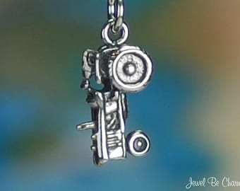 Sterling Silver Tractor Charm Country Farm Harvest Theme 3D Solid .925