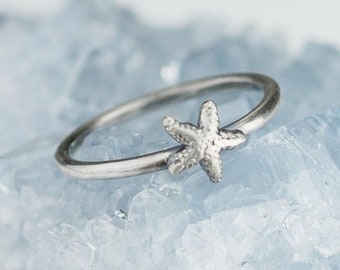 Sterling Silver Starfish Ring Solid .925 Ocean Beach Rings Custom Size