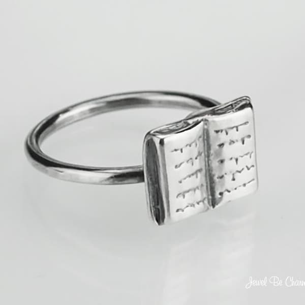 Sterling Silver Book Ring Solid .925 Reader Writer Rings Custom Sizes