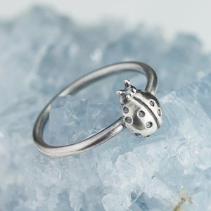 Sterling Silver Ladybug Ring Solid .925 Cute Ladybug Rings Custom Size