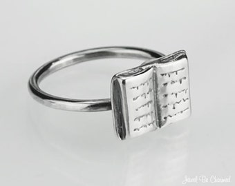 Sterling Silver Book Ring Solid .925 Reader Writer Rings Custom Sizes