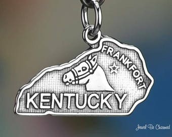 Sterling Silver Kentucky Charm State America KY USA Solid .925