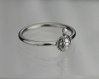 Sterling Silver Turtle Ring Solid .925 Box Turtle Rings Custom Sizes