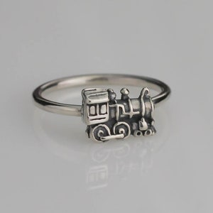 Sterling Silver Train Ring Solid 925 Railroad Engine Ring Custom Sizes