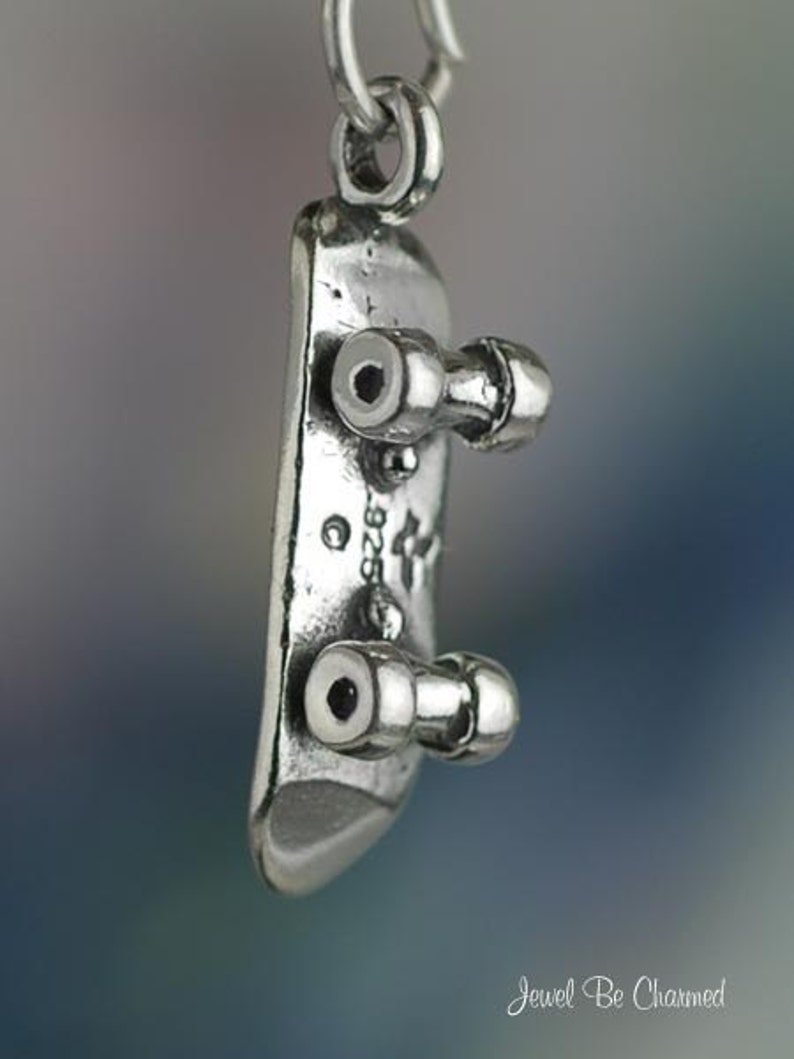 Sterling Silver Skateboard Charm Skate Deck for a Skater 3D Solid .925 image 4