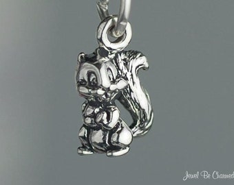 Miniature Sterling Silver Squirrel Charm Acorn Small Tiny Solid .925