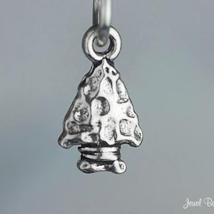 May include: A silver charm in the shape of a stylized tree. The charm has a textured surface and is designed to be added to a bracelet or necklace.